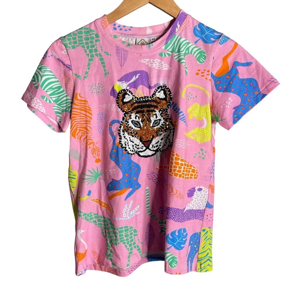 Sheridan French Sequin Tiger Top Pink Multi Size XS - Picture 2 of 4